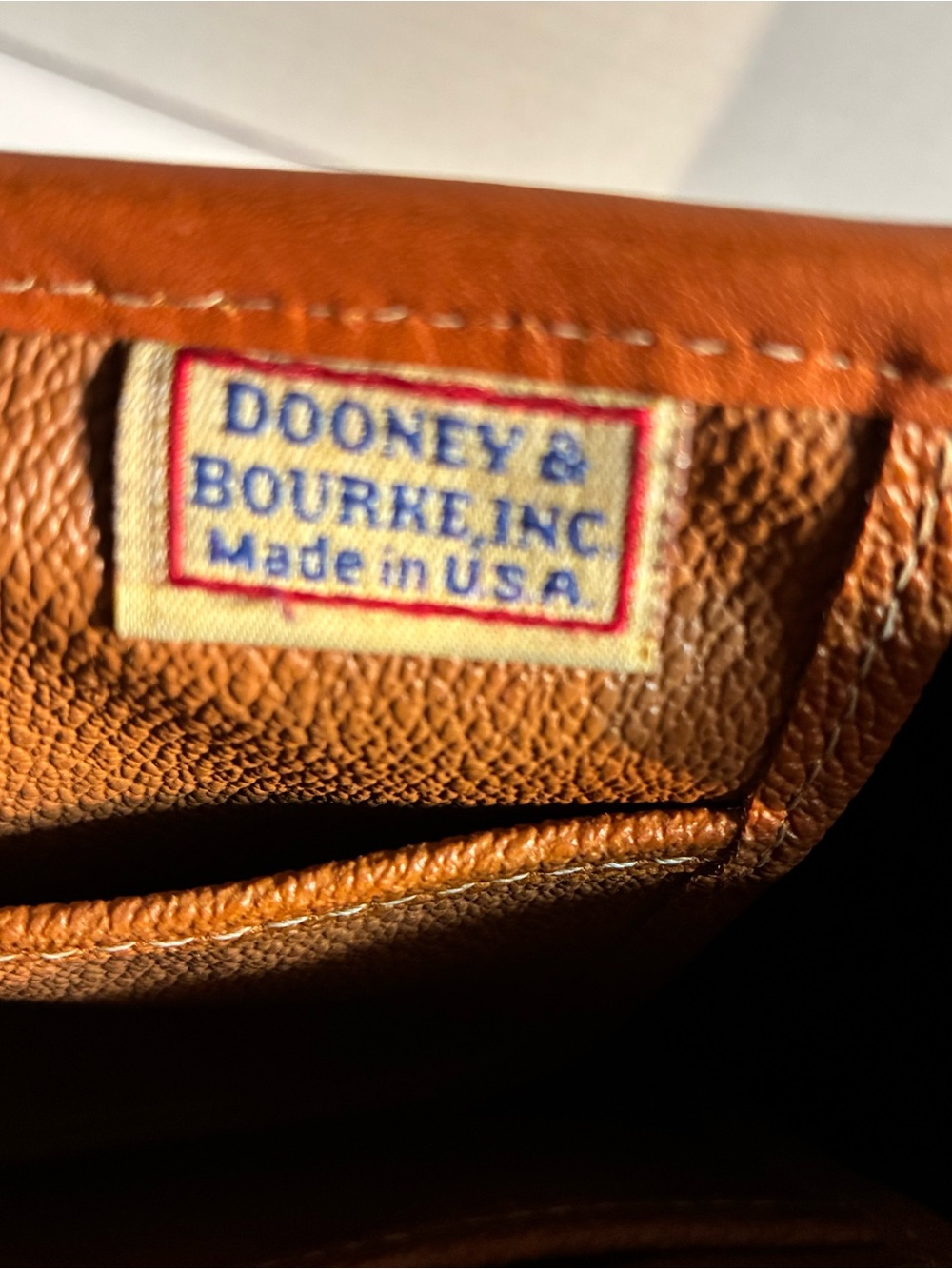 Vintage 80’s Dooney & Bourke Black Pebbled Leather Satchel with Brown Trim Navy - Picture 10 of 15